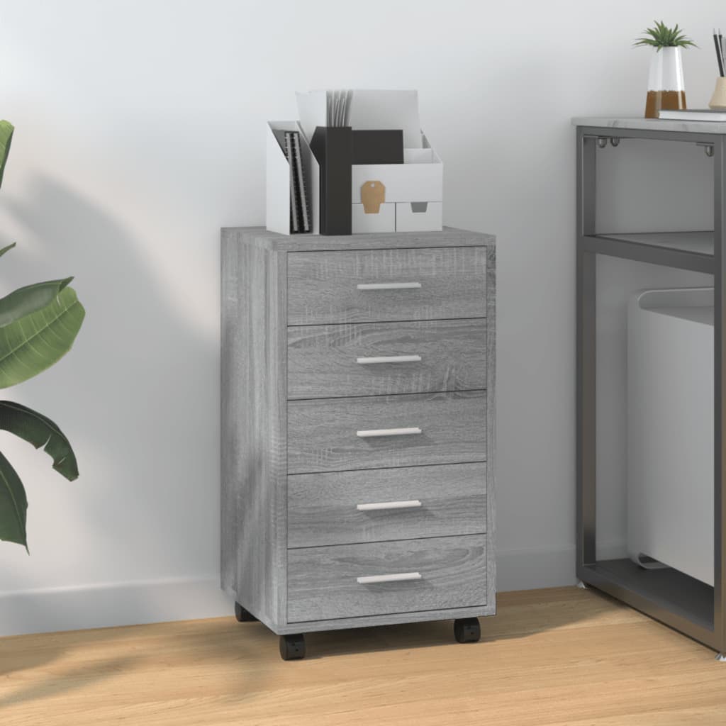 Cajonera con ruedas madera contrachapada gris sonoma efe2838