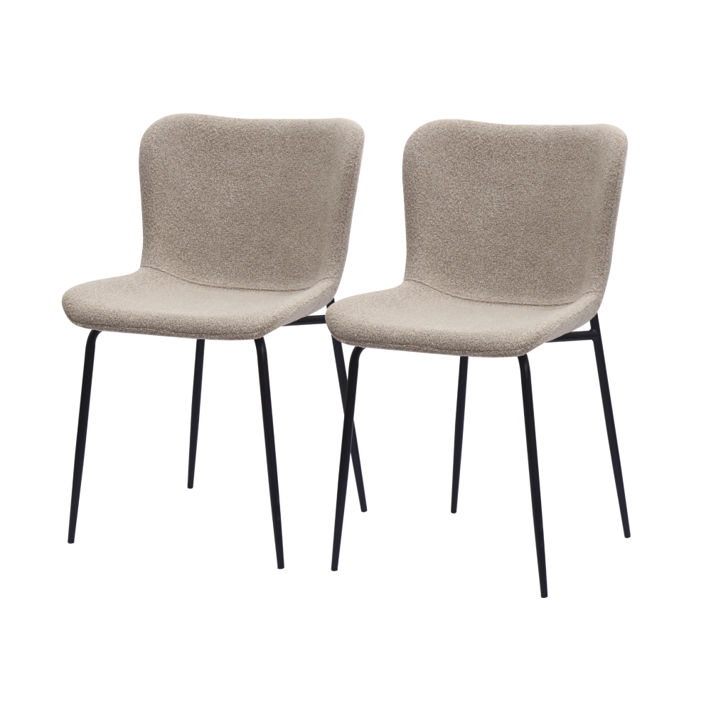 Silla de comedor tela caqui set de 2 respaldo redondeado