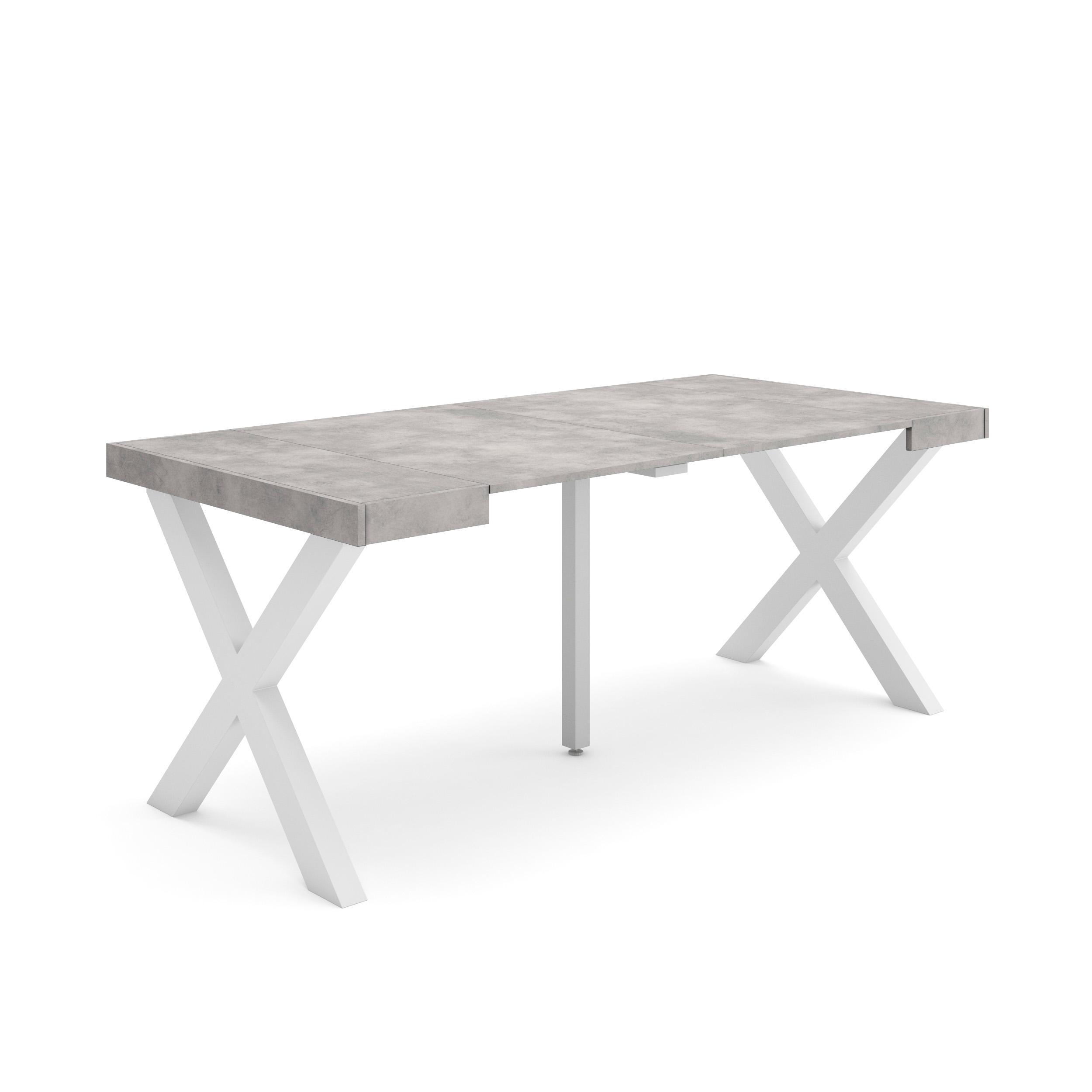 Mesa consola extensible, 180x90x73cm, cemento, patas madera maciza rf2770