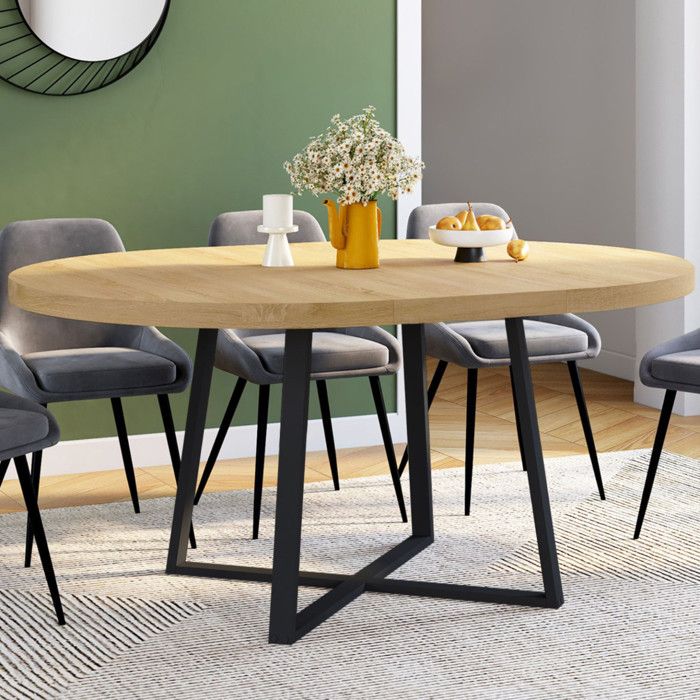 Mesa redonda extensible selma madera negra - 110-150 cm