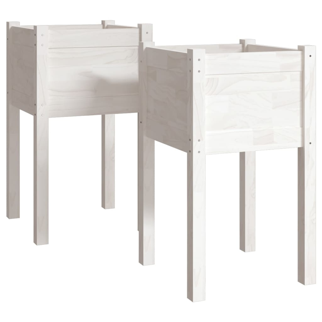 vidaXL jardineras 2 unidades madera maciza de pino blanco 40x40x70 cm