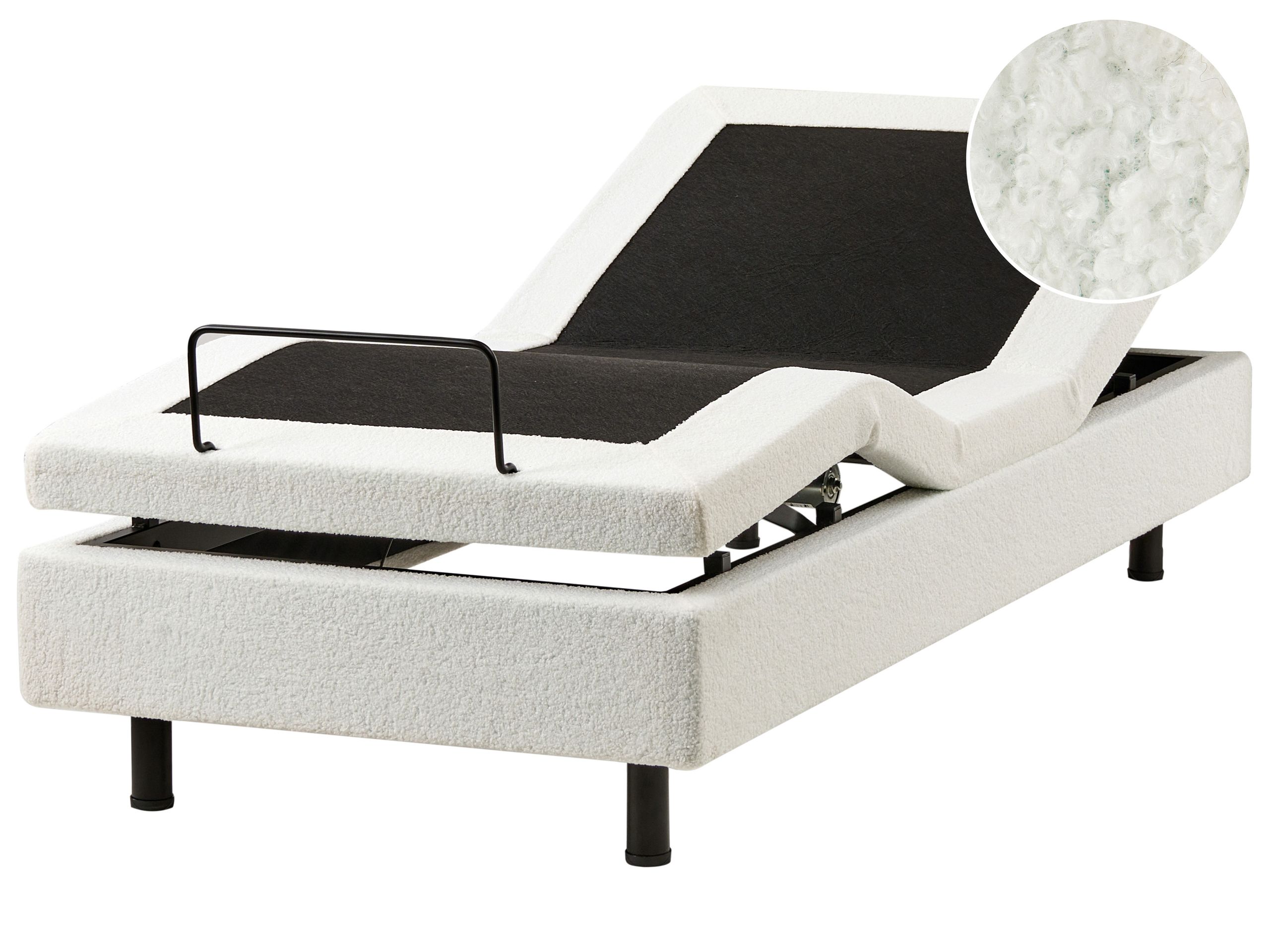 Cama ajustable sin cabecero bouclé duke 80 x 200 cm blanco crema