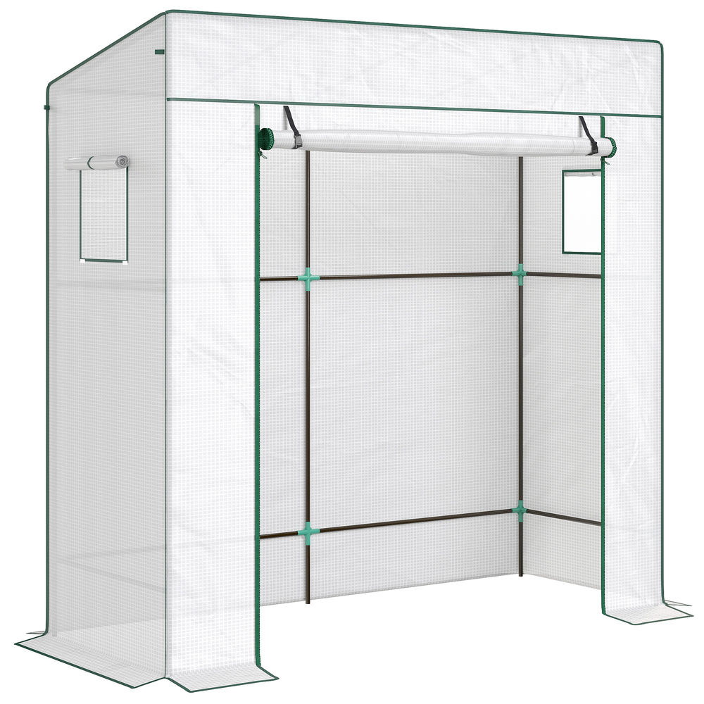 Invernadero 196x77x197 cm acero, pe color blanco Outsunny