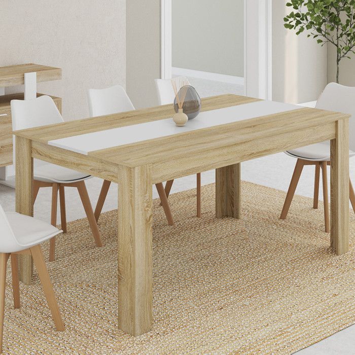 Mesa comedor rectangular - haya blanco - 160 x 80 cm