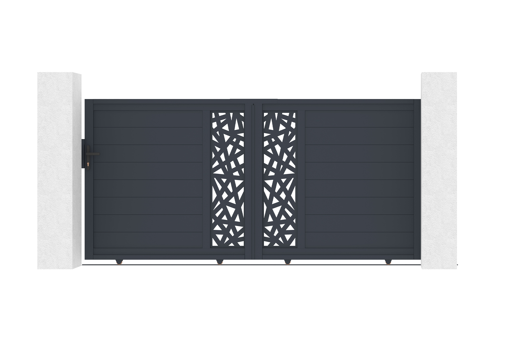 Puerta corredera ruivo de 3 m, 140 cm de alto, aluminio gris.
