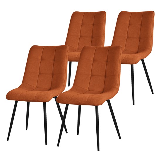 Set de 4 sillas de comedor color naranja asiento acolchado