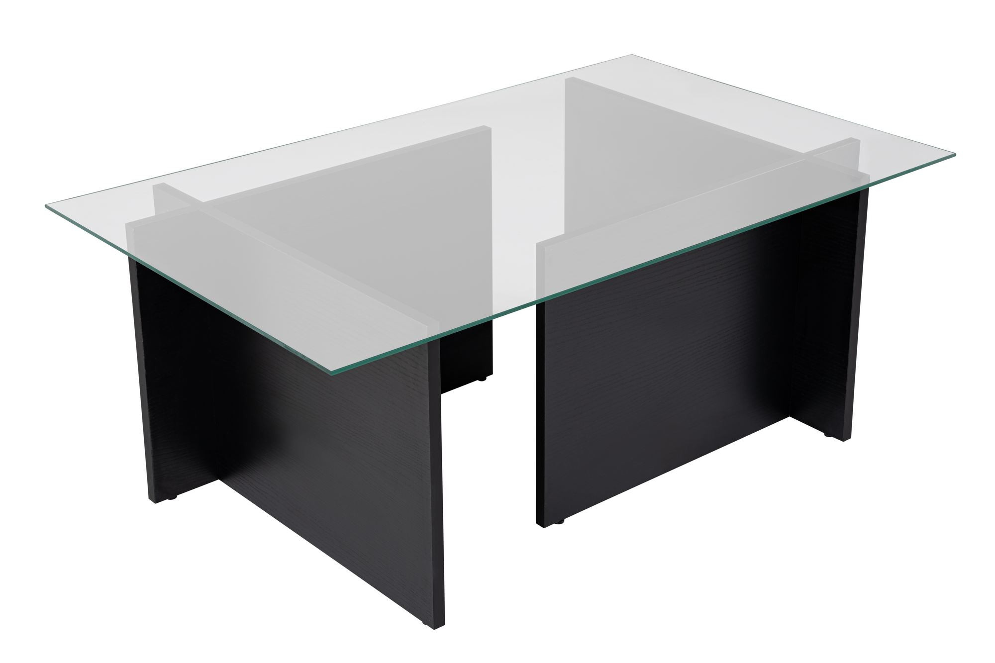 Mesa de centro de cristal <<vetrino>> 105 x 65 x 40 cm - madera negra