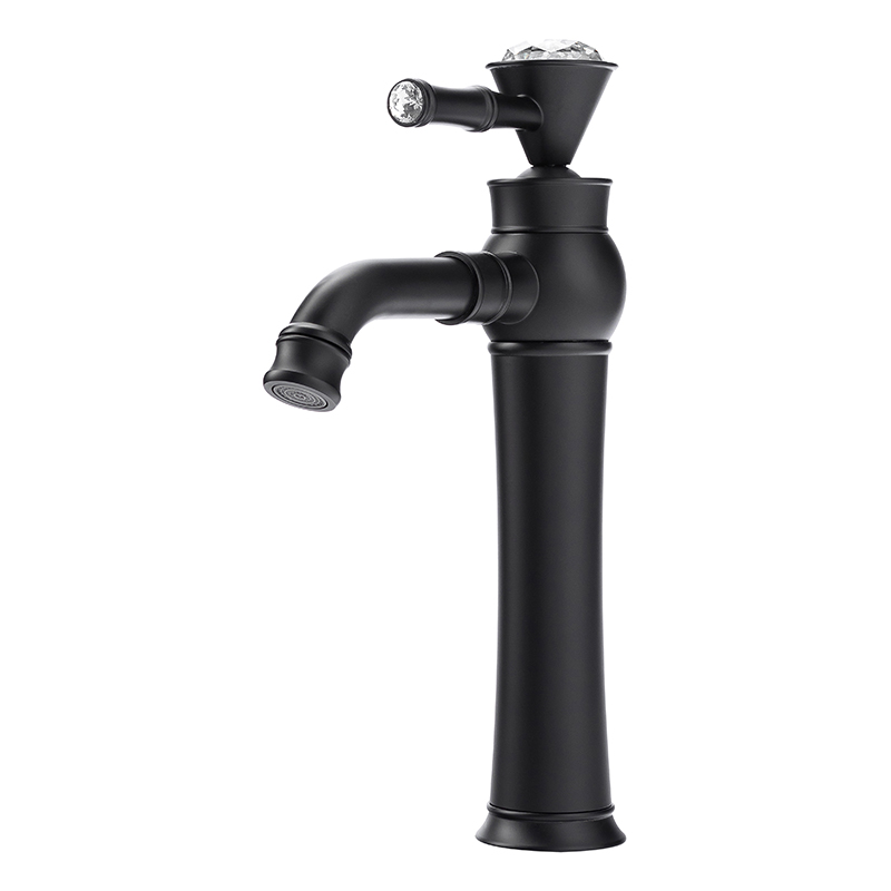 Grifo lavabo caño alto monomando retro, negro