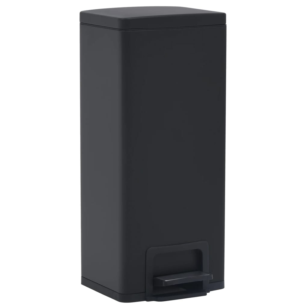 vidaXL cubo basura con pedal antihuellas 30l negro acero inoxidable