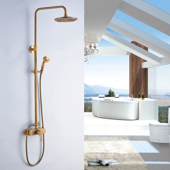 Columna de ducha - bronce - mezclador mecánico - ducha de efecto lluvia - a