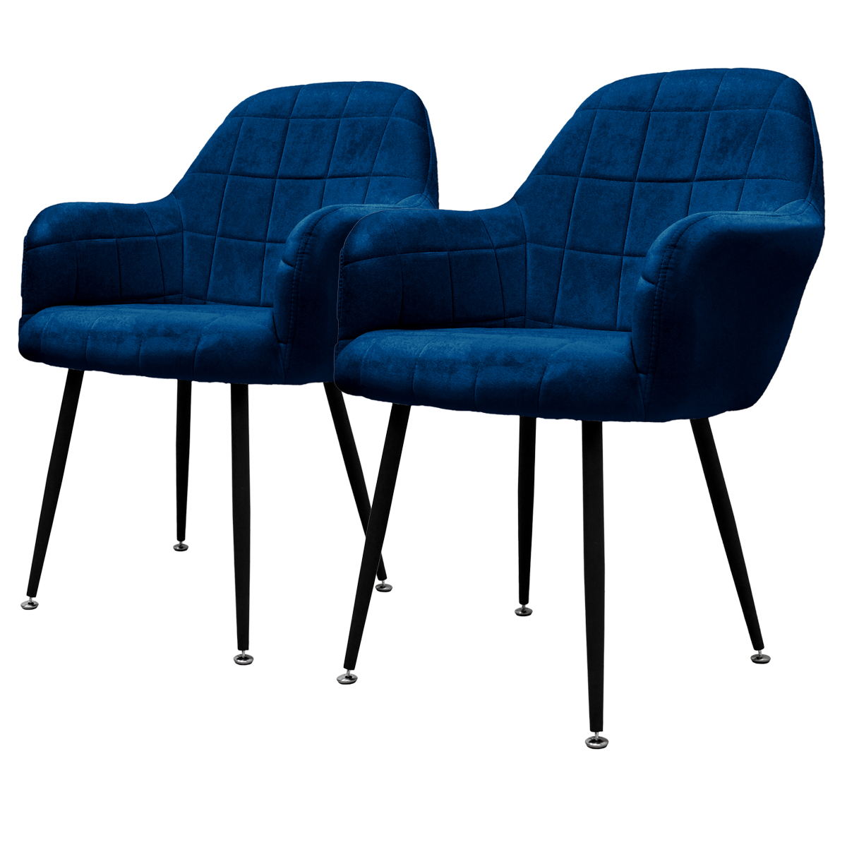 Juego de 2 sillas de comedor oscuro con respaldo azul