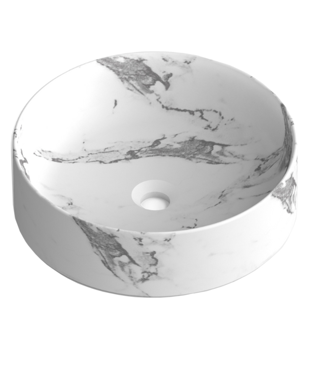 Lavabo sobre encimera carrara | lavamanos redondo | 37 cm de diametro