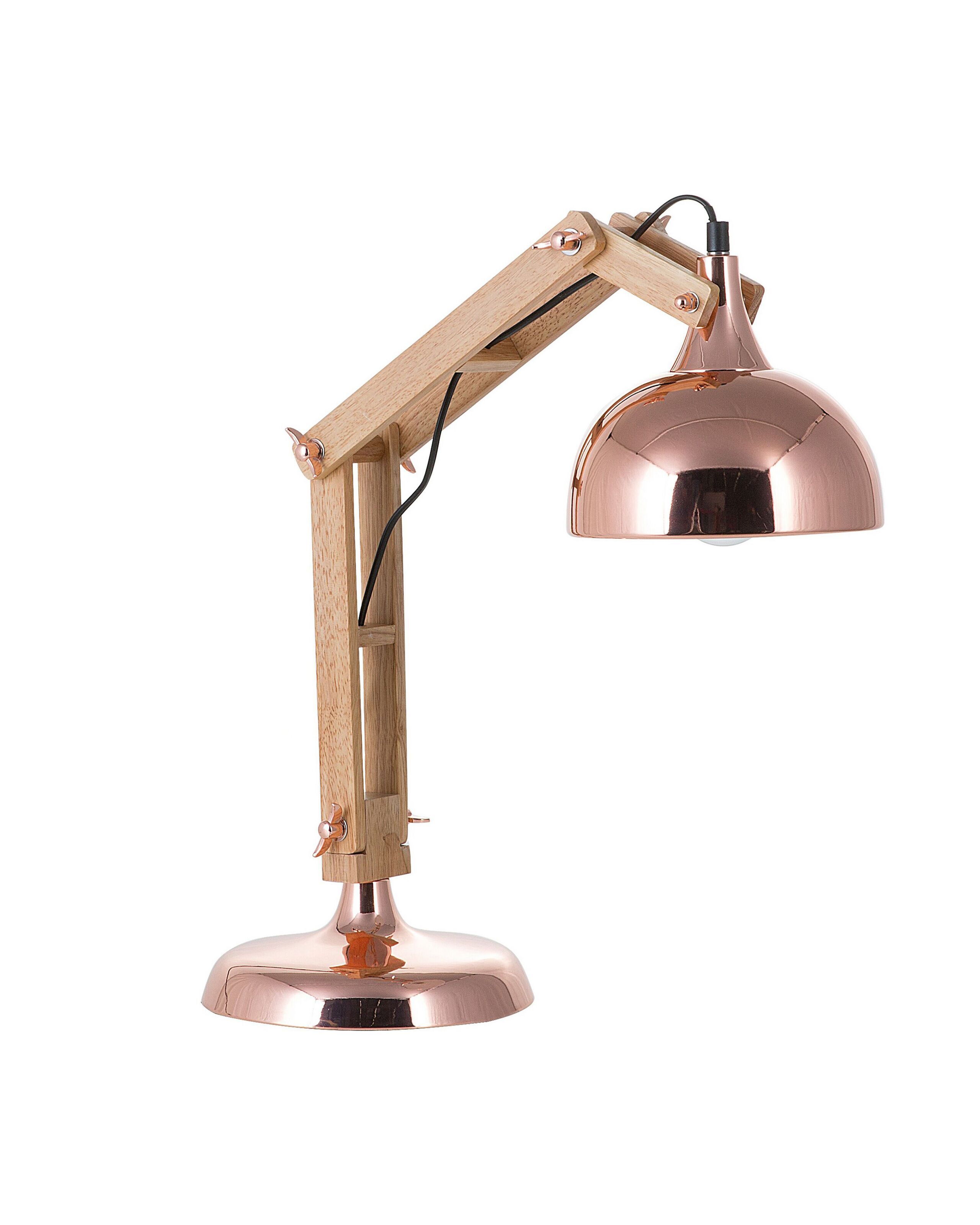 Lámpara de escritorio salado ajustable madera cobrizo