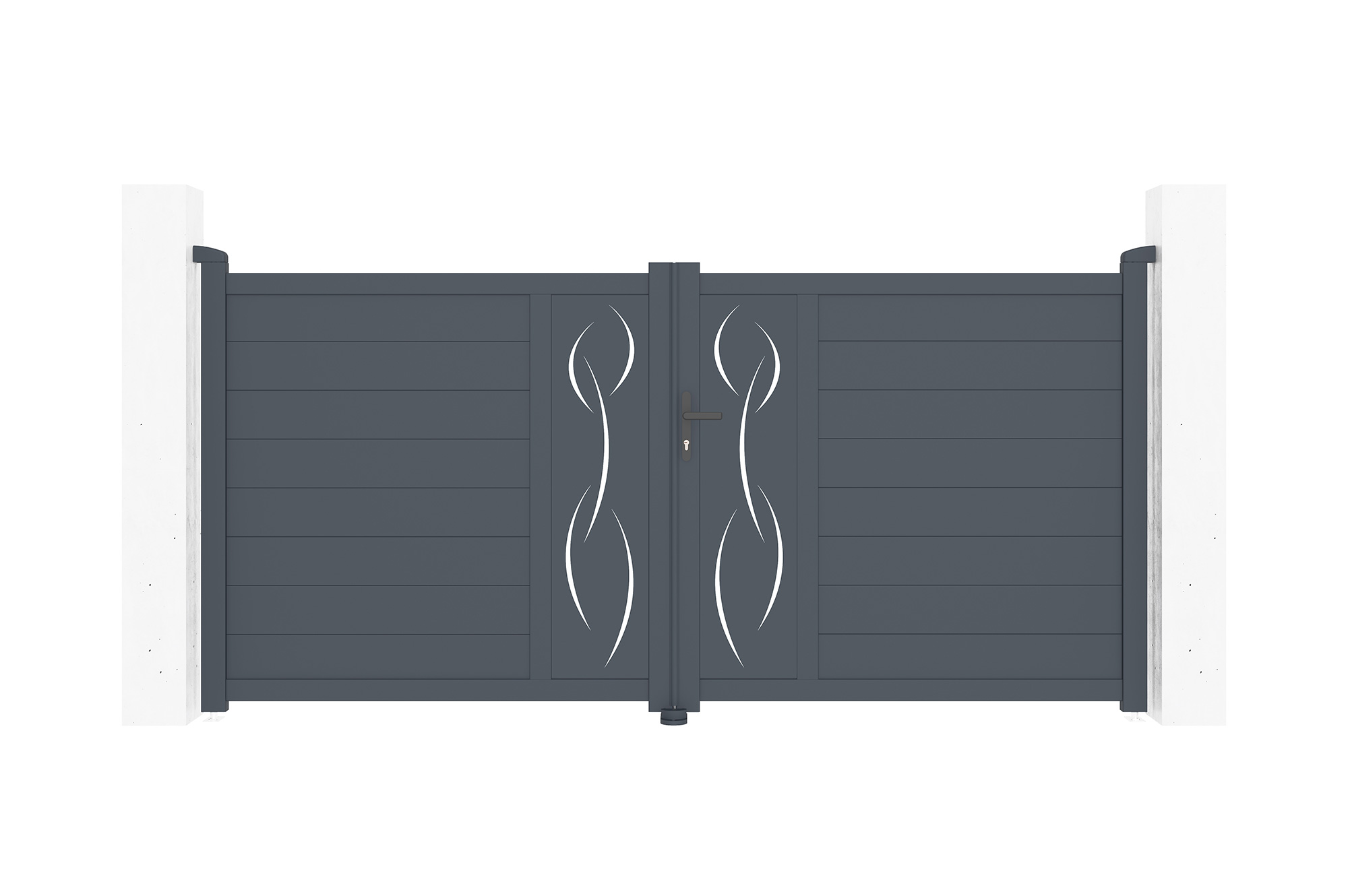 Puerta abatible 3m life al.140cm aluminio gris + 2 postes 20x20cm al.166cm