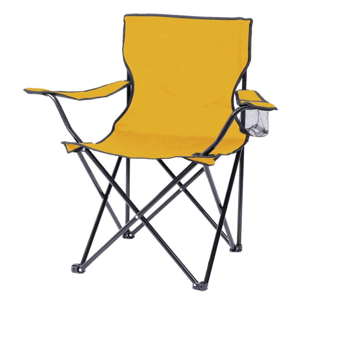 Silla de camping plegable en tela amarilla – 82 x 50 x 80 cm