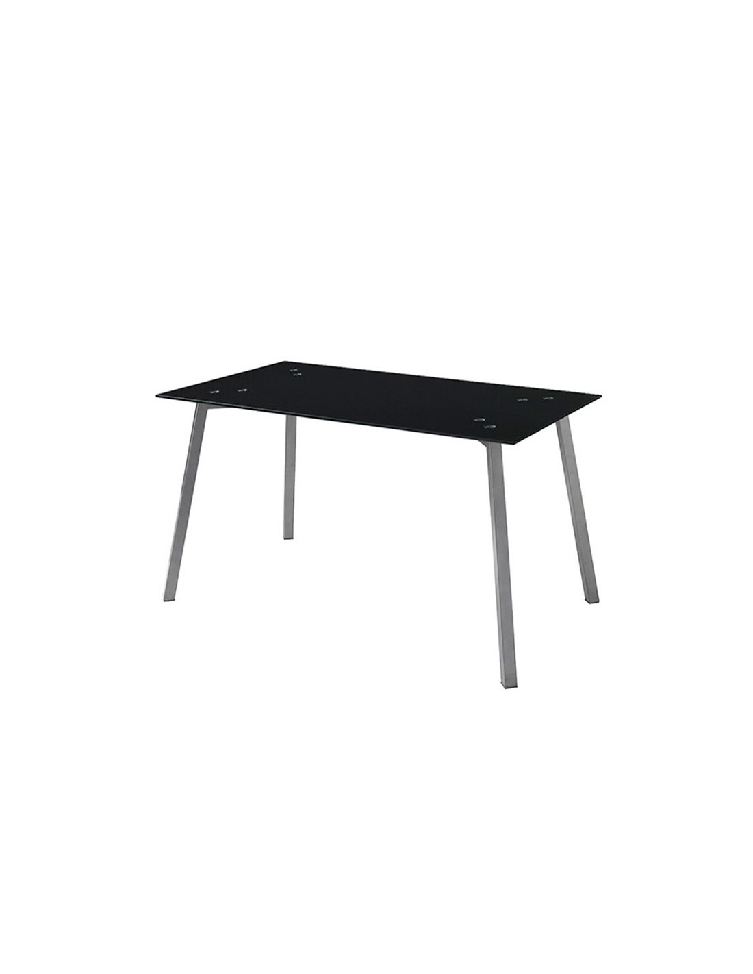 Momma Home mesa cocina rectangular ALMA, cristal negro patas metal