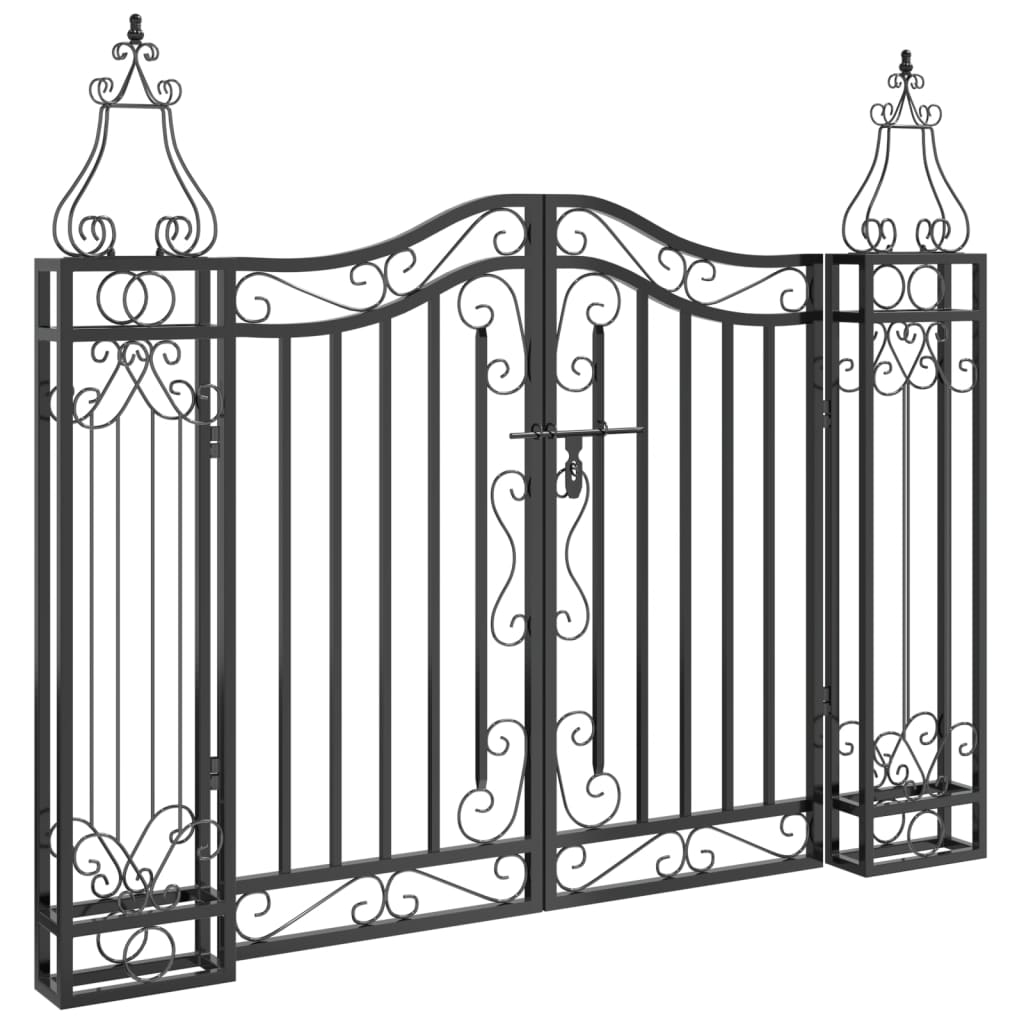 vidaXL puerta de jardín de hierro forjado negro 121x8x100 cm