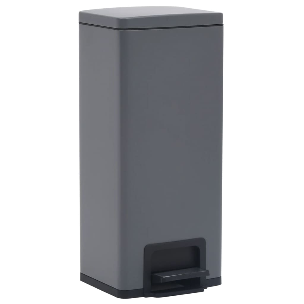 vidaXL cubo basura con pedal antihuellas 30l gris acero inoxidable