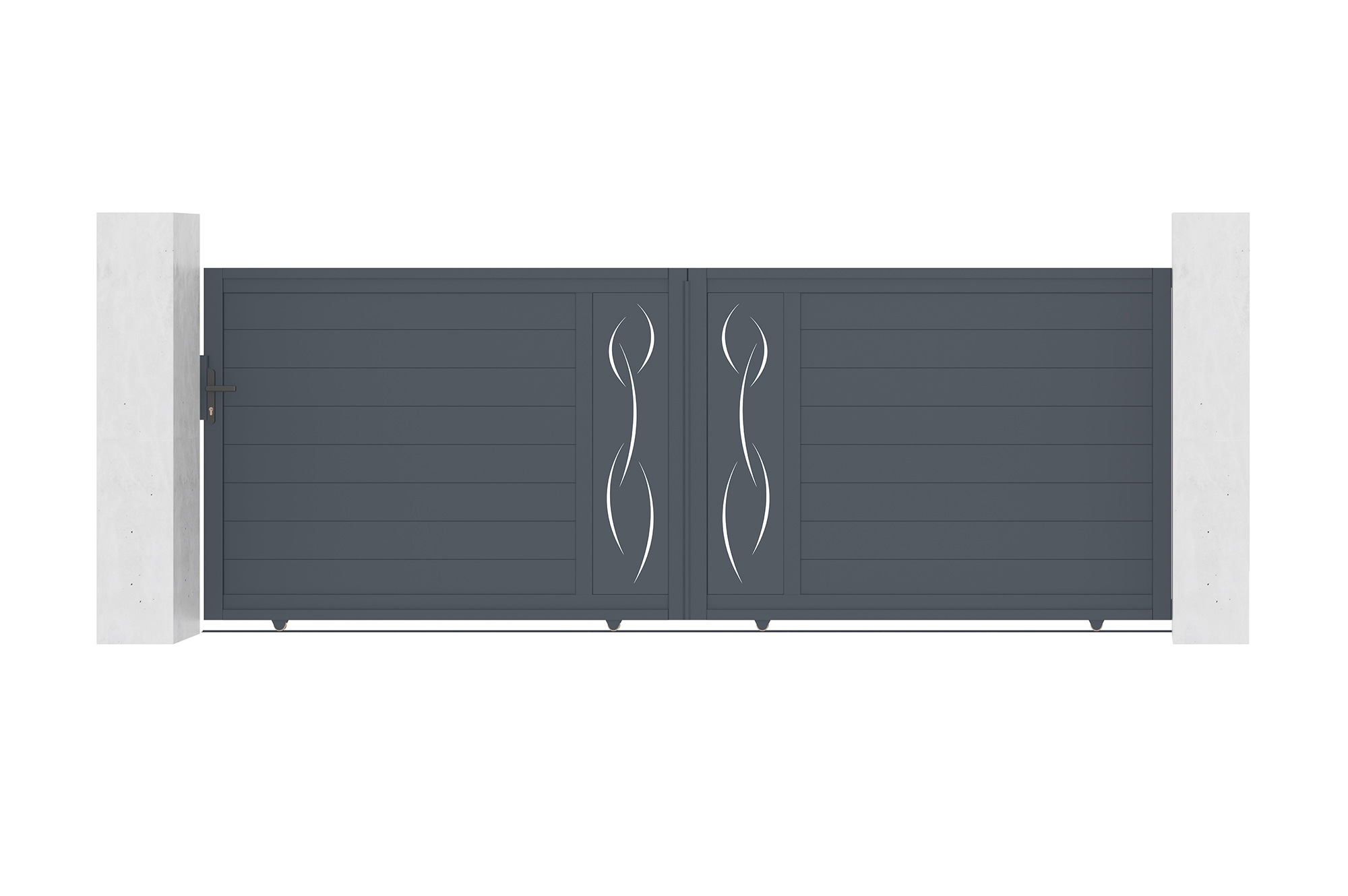 Puerta corredera life 4m h.140cm + puerta peatonal life 1m h.140cm gris