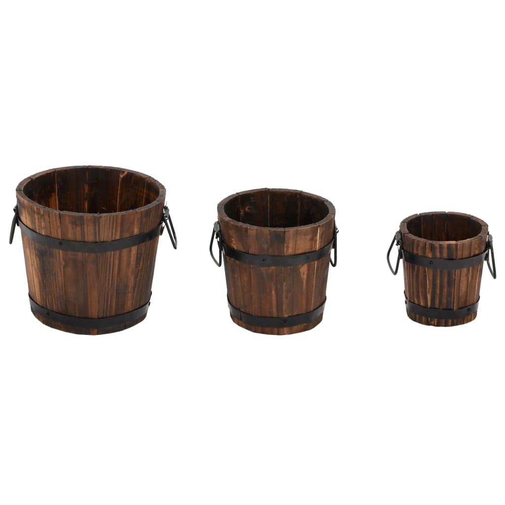 vidaXL juego de maceteros cubo de madera 3 piezas madera maciza abeto