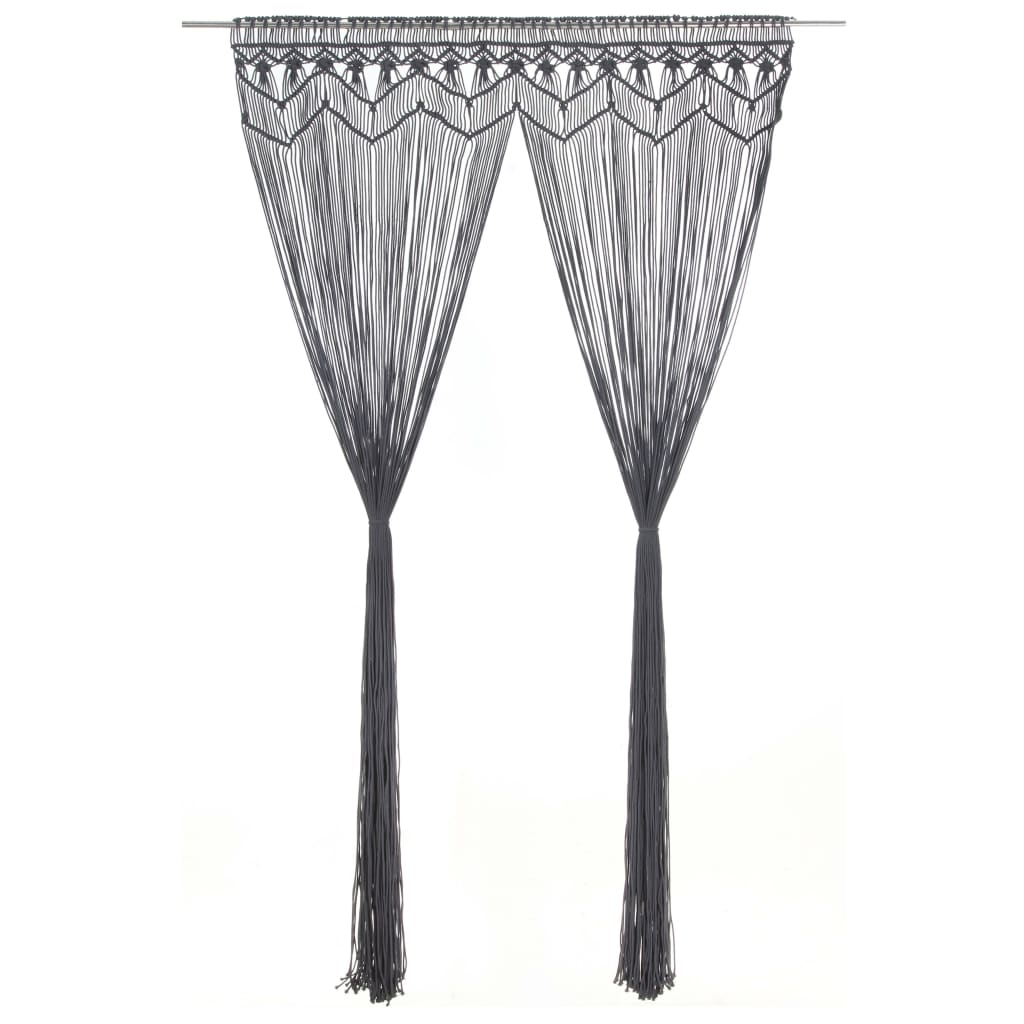 vidaXL cortina de macramé algodón gris antracita 140x240 cm