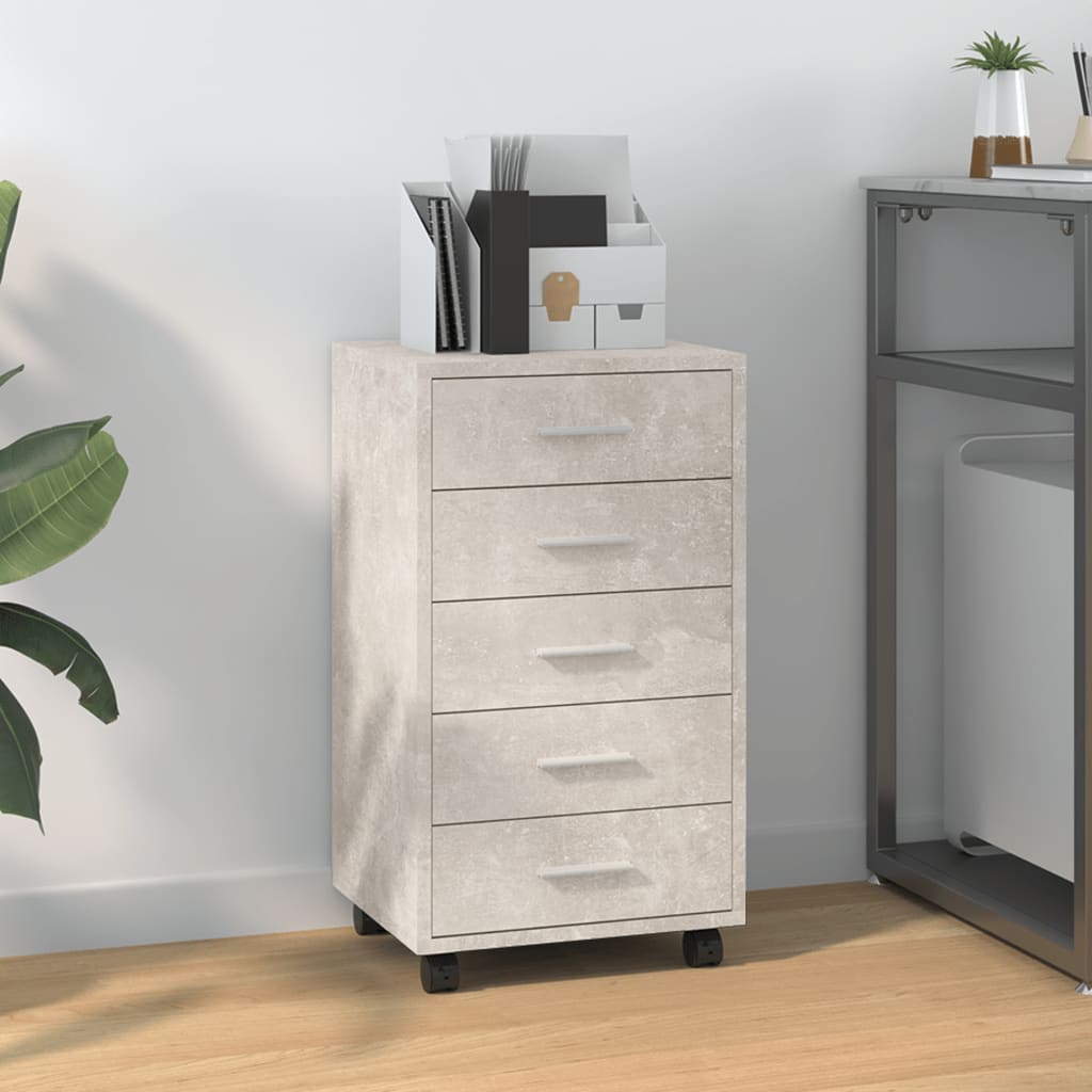 Cajonera con ruedas madera contrachapada gris hormigón efe3827