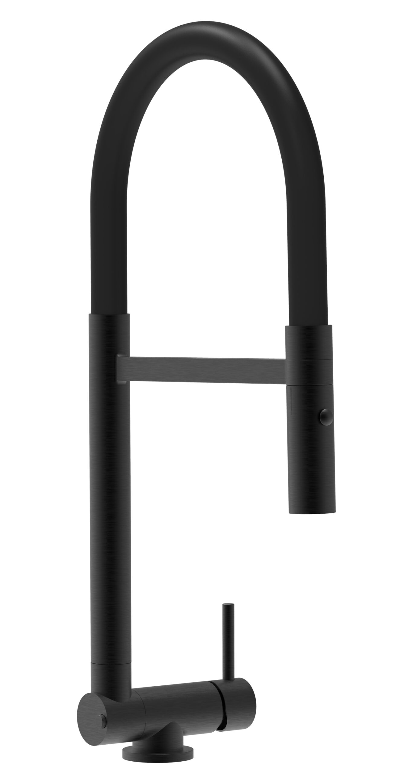 Grifo cocina abatible 4,5cm negro caño flexible negro ducha 2chorros