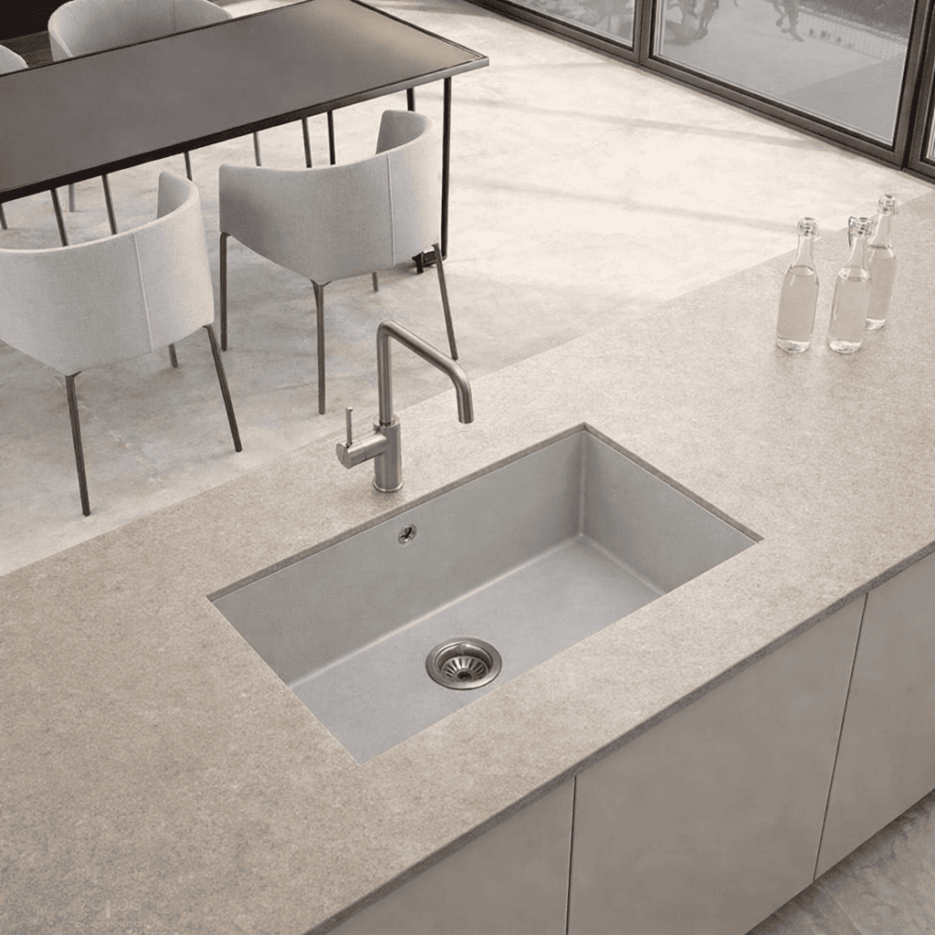 Fregadero cocina vali bajo encimera 81,5x51 cm resina gris seda