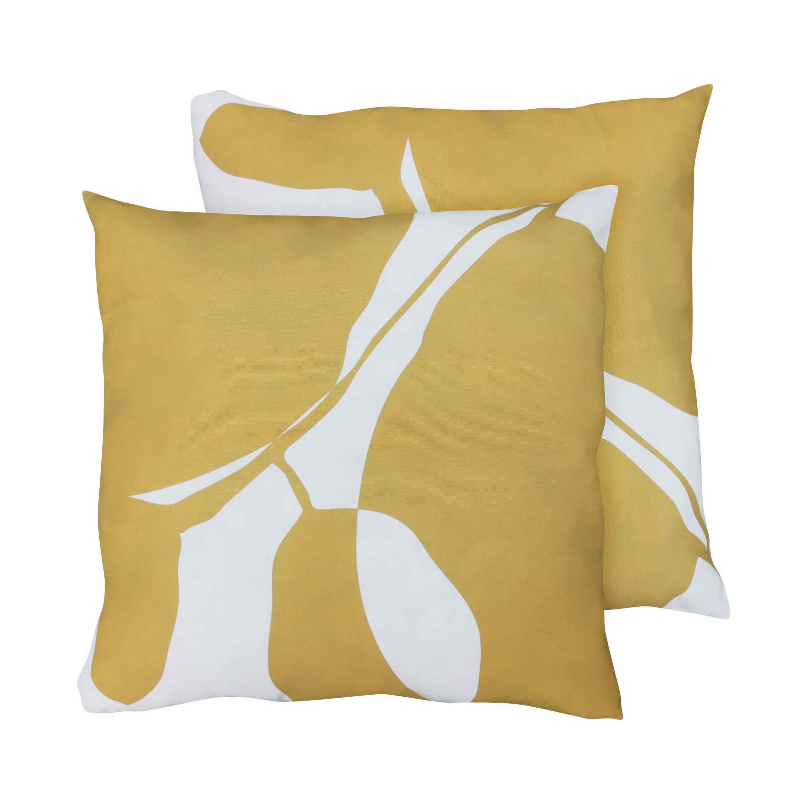 Juego de 2 cojines cuadrados de poliéster 45x45x8 cm blanco y ocre