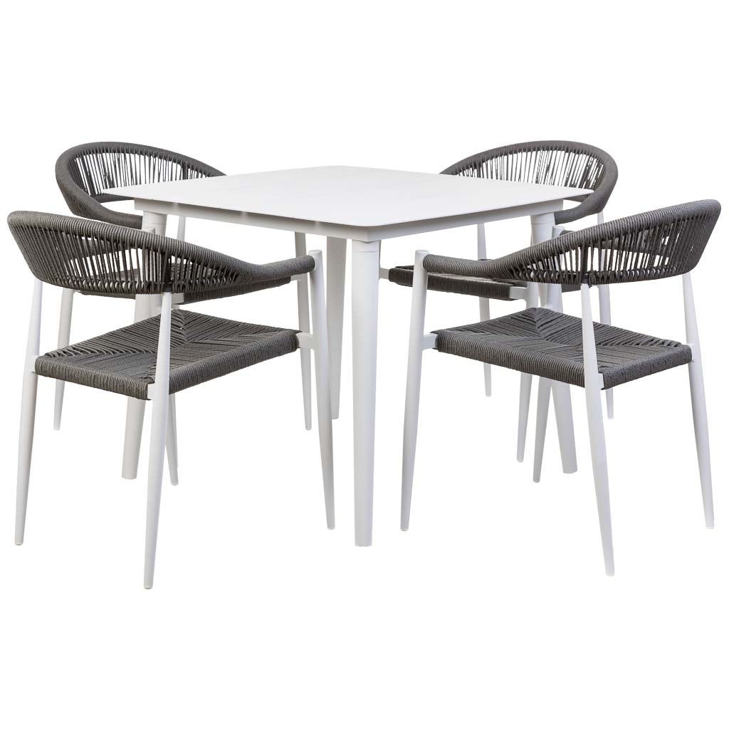 Conjunto mesa y 4 sillas multicolor, mesa:90x90x74.silla(4):56x60x78