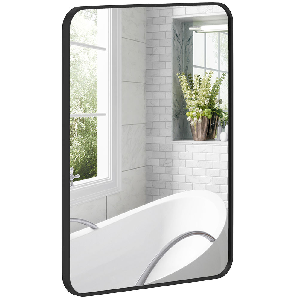 Espejo de baño 60x2.5x80 cm vidrio, metal Homcom, hogar - baño