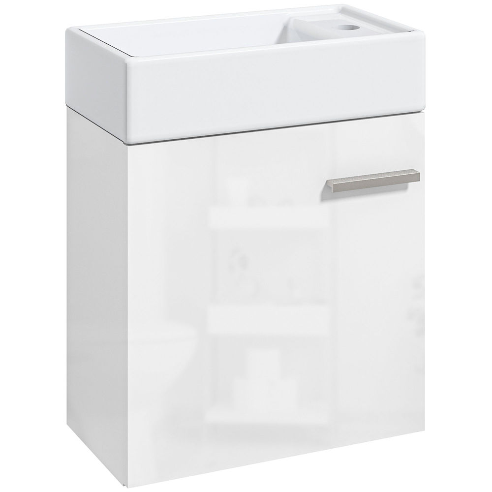 Mueble de baño 40x23x50 cm mdf, cerámica color blanco Homcom, hogar - baño