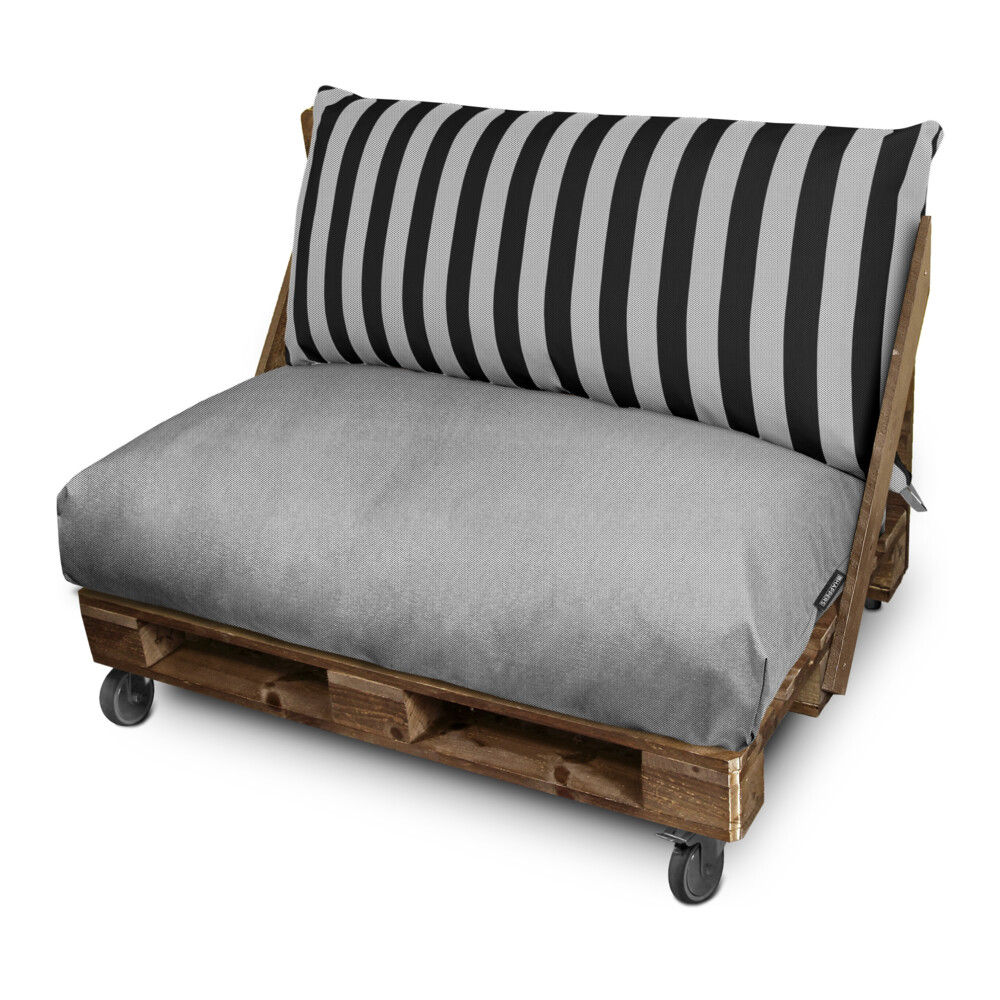 Cojín para palets toldotex negro funda respaldo 80x45x20 rayas sin relleno