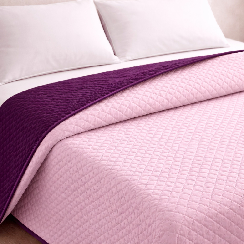 Colcha bicolor reversible salmón/berenjena cama 135cm donegal collections
