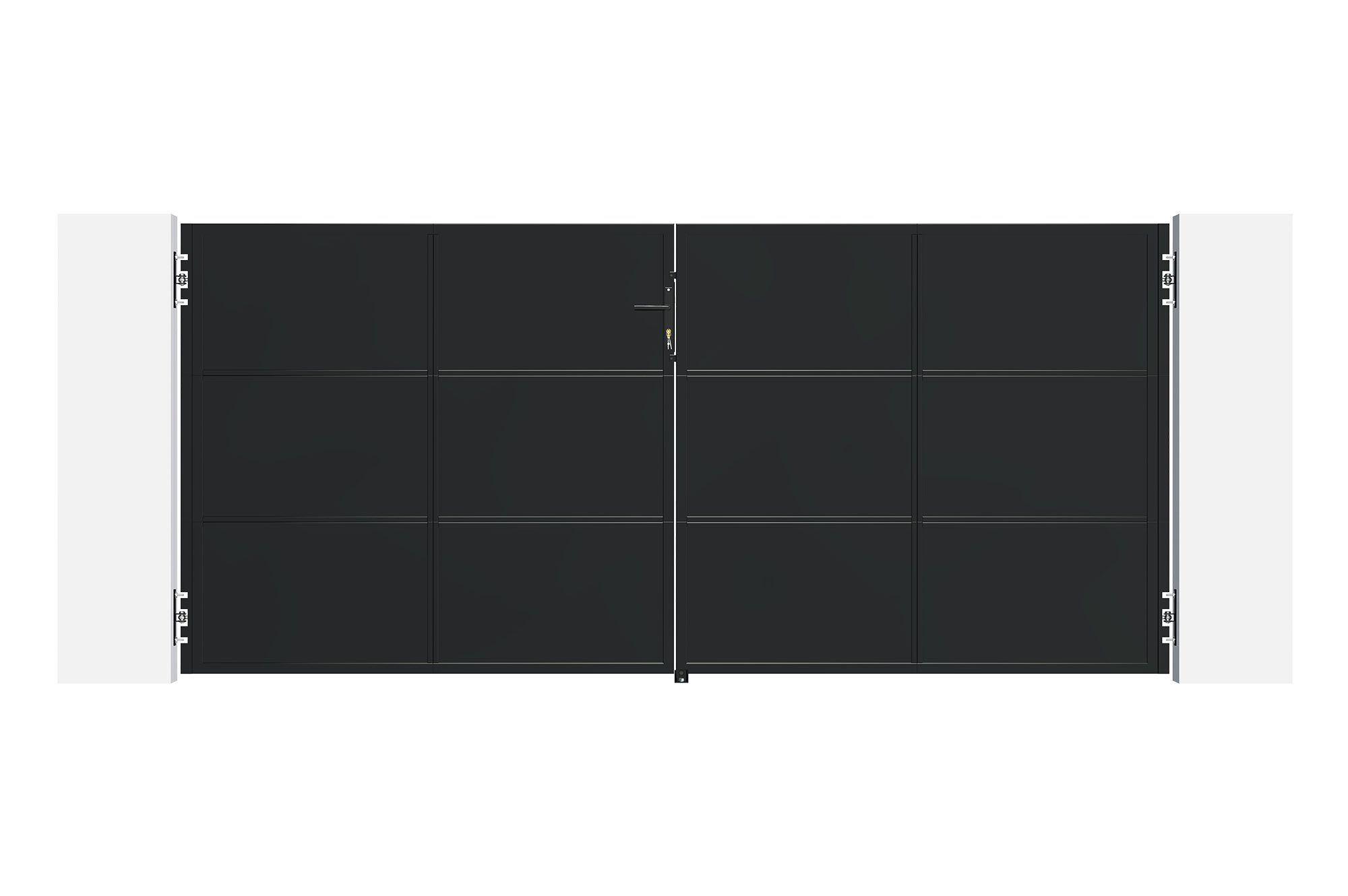 Puerta nali acero negro 3,5x1,6 m + portillo 1 m