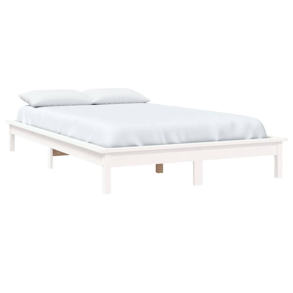 vidaXL estructura de cama doble sin colchón madera maciza blanco