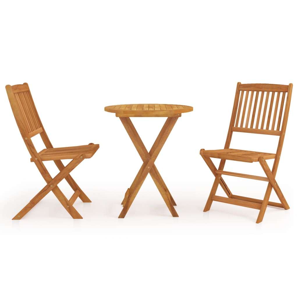 vidaXL comedor de jardín plegable 3 piezas madera maciza de acacia