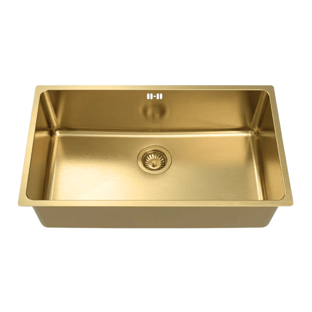 Inoxa fregadero 1 cubeta grande 76x44 en acero inoxidable oro cepillado