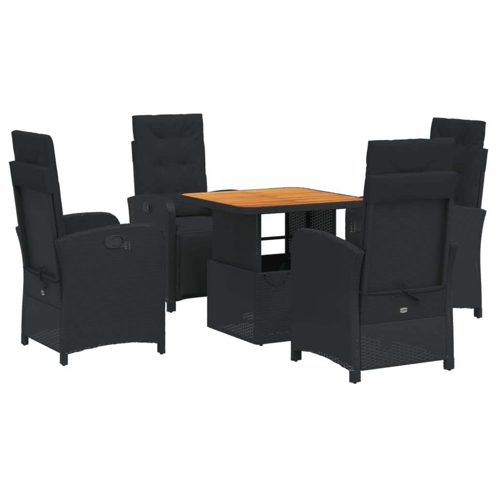 vidaXL set de muebles jardín 5 pzas con cojines ratán sintético negro