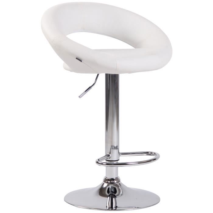 Taburete de bar ajustable - piel sintética - blanco