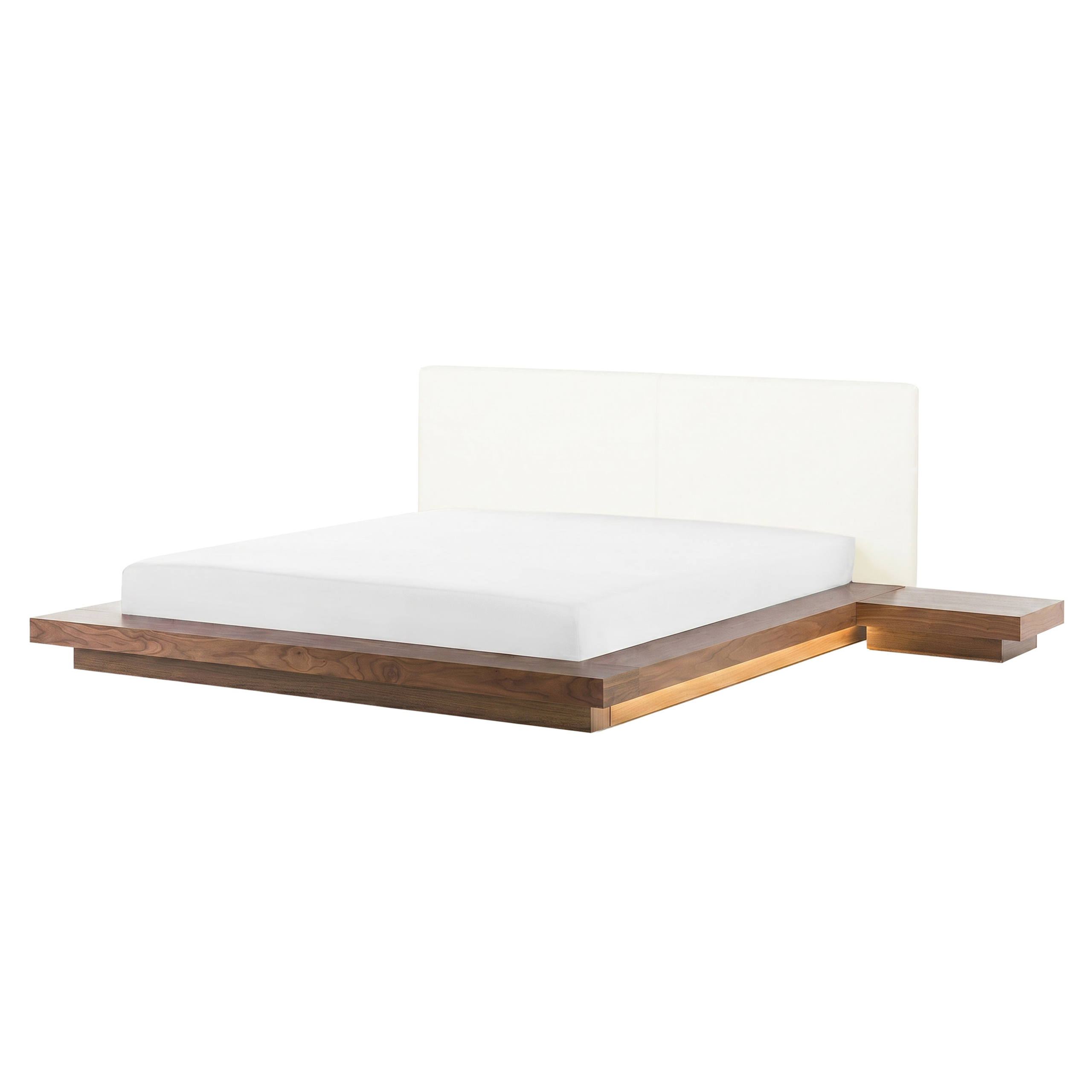 Cama LED zen 160 x 200 cm fresno marrón