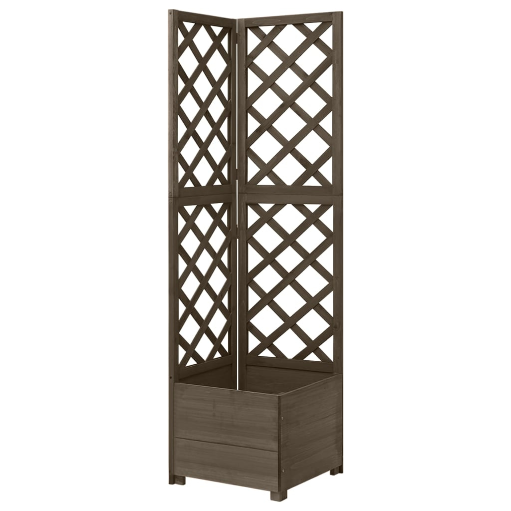 vidaXL jardinera de enrejado de esquina madera abeto gris 40x40x150 cm