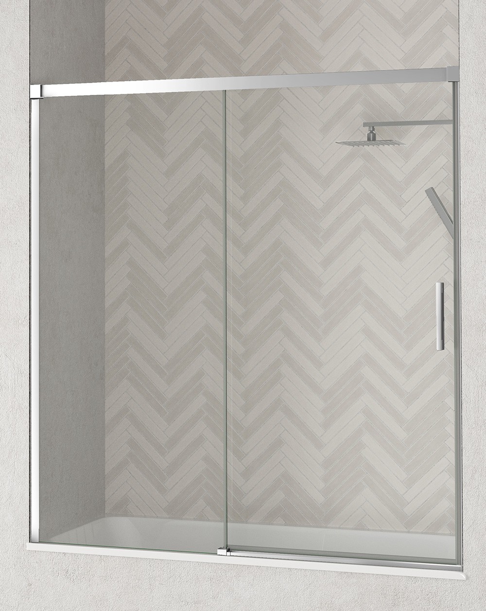 Mampara bañera de 1 fijo 1 puerta | cromo brillo 160cm