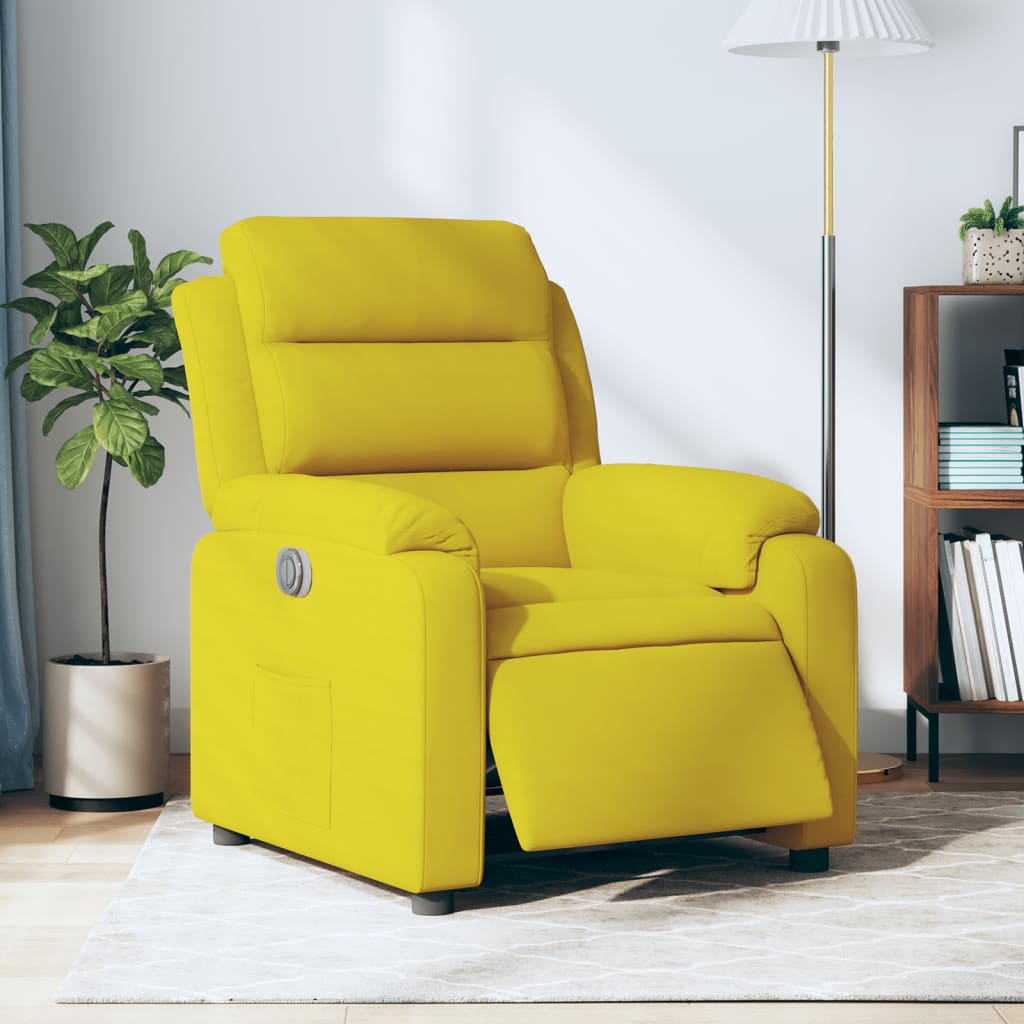 Sillón reclinable eléctrico de terciopelo amarillo qweo4283