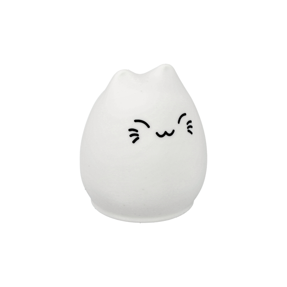 Lámpara LED de noche gato rgb carga usb. Lámpara silicona suave, táctil