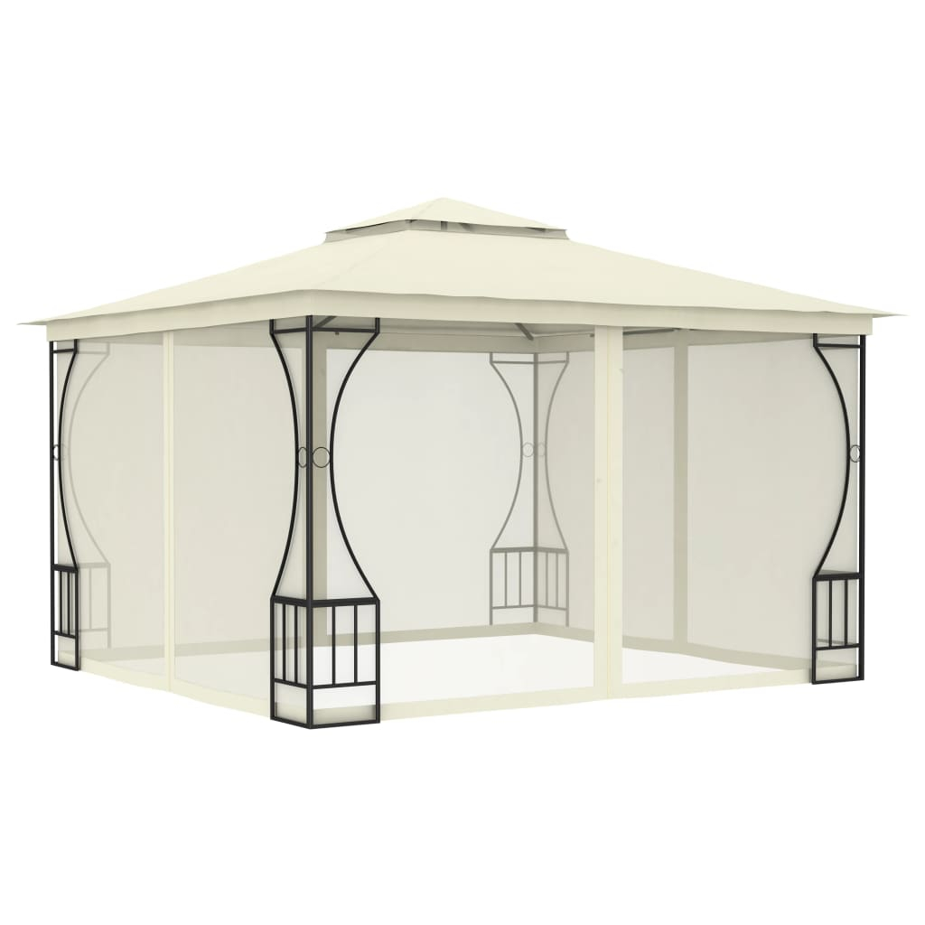 vidaXL cenador con redes color crema 300x300x265 cm