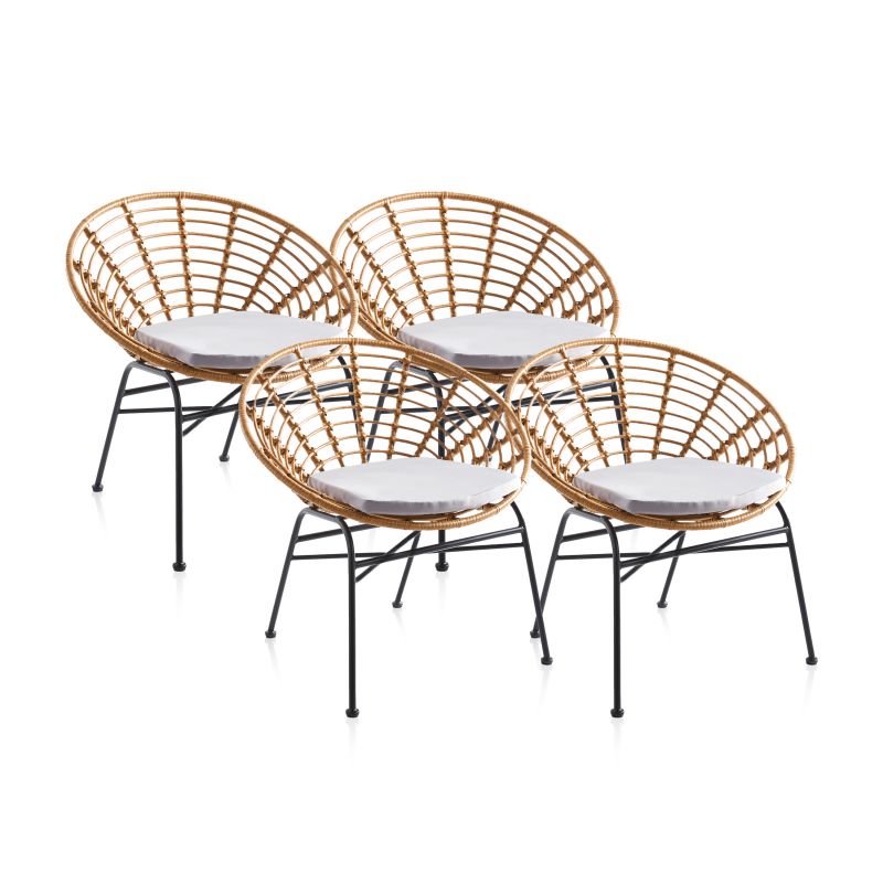Pack 4 sillones de ratán 70x60 cm talma rattan