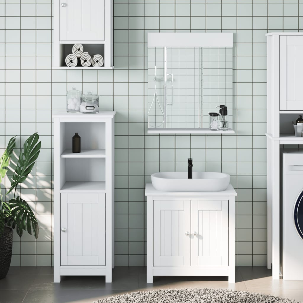 Juego de muebles de baño berg 3 pzas madera maciza pino blanco(sin lavabo)