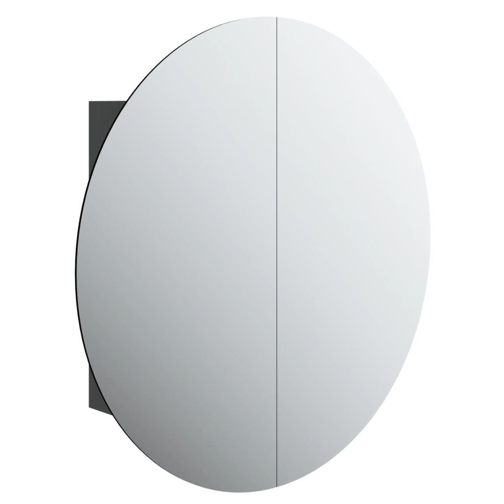 vidaXL armario de baño con espejo redondo y LED negro 54x54x17,5 cm