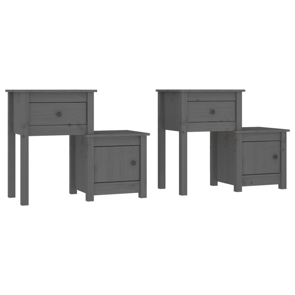 Casa lúmina - set de 2 mesita de noche gris madeira 79,5 x 38 x 65,5 cm